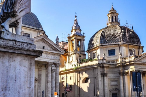 Italy-Rome-Piazza-del-Popolo-Chiese-SM-Miracoli,-SM-Montesanto,-SM-del-Popolo-28 COVER